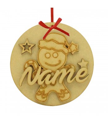 Laser Cut Personalised Christmas 3D Hanging Bauble - Gingerbread Man Design